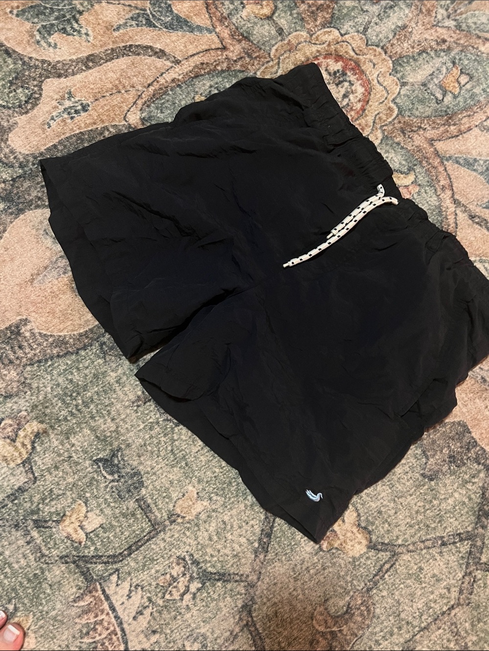 Southern Marsh Black Men's Swim Trunks with Contrast Drawstring